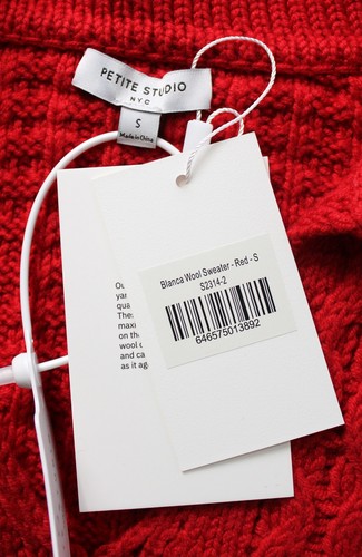 Petite Studio NYC Women's Oversized Blanca Wool Sweater NC3 Red Small NWT - Picture 3 of 4