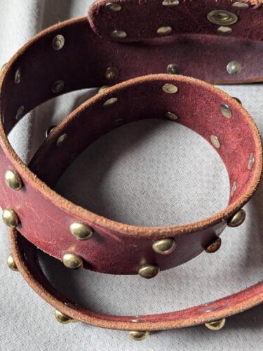 vintage STUDDED handcrafted 38 motorcycle COWHIDE leather belt HIPPIE boho PUNK - Picture 10 of 13