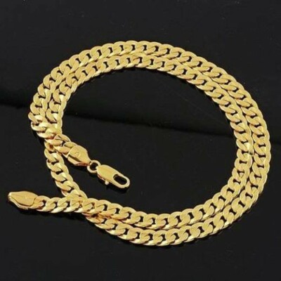 14k Yellow Gold Bonded Cuban Link Necklace 20'' length,7mm width