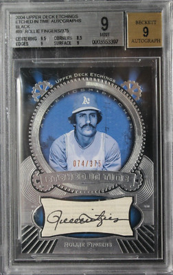 Rollie Fingers Signed 2004 Upper Deck Etchings Etched In Time BLACK /375 BAS