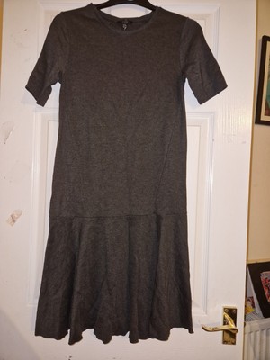 XS COS GREY SHORT SLEEVED THICK STRETCH SMART DRESS UK