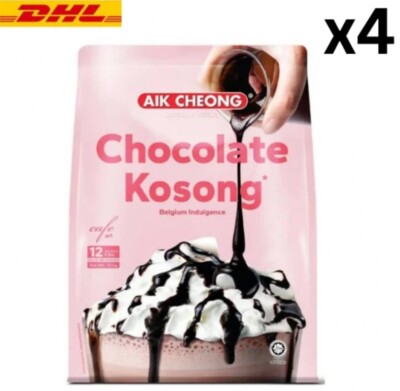 AIK CHEONG Chocolate Kosong Unsweetened No Added Sugar Beverage (12's x 35g) x4