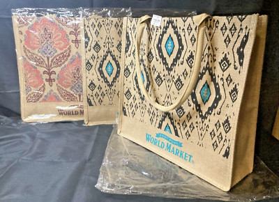 Cost Plus World Market Burlap Bag Jute Wine Gift Bag w/ Handles NWT - $18 EACH -