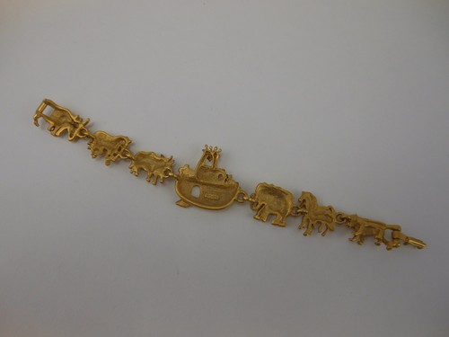 Pulsera enchapada en oro arco de Noé joyería de moda dos por dos animales AJC - Imagen 7 de 9