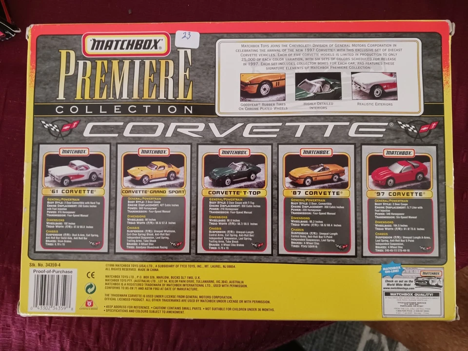 REDUCED Matchbox Premiere Collection Corvette Set LTD ED & Hot Wheels 2Pc Set - Image 2 of 3