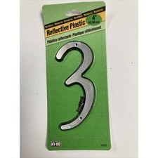 Reflective Plastic House Number 3 Hy-Ko 4 inch 30600