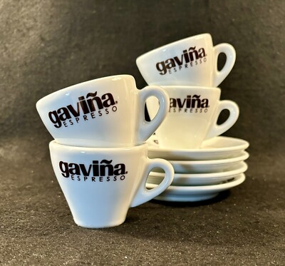 Set of 4 Espresso Cups & Saucers Made in Italy d'ANCAP for Gaviña Espresso