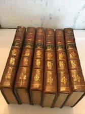 6- 1772 Leather Books The Works of Voltaire, The Dramatic Works of M De Voltaire