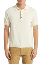 PEREGRINE Jones Polo Sweater in Cream Medium Button Preppy 