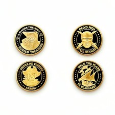 Set of 4 different large pirate coins hard metal gold colored Uncirculated