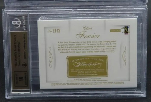 Clint Frazier 2017 Flawless Silver Patch Auto Card #12/25 BGS 9.5 With 10 Auto - Imagen 2 de 2