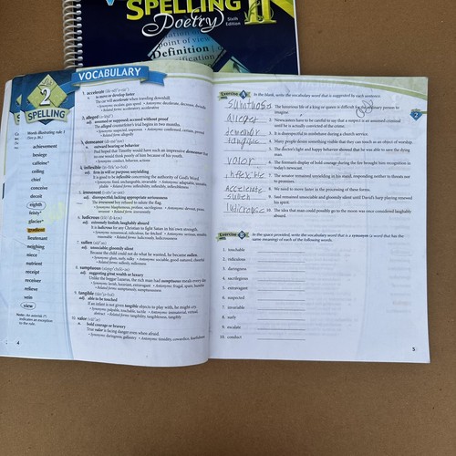 Abeka Vocabulary Spelling & Poetry II 8th Grade Quiz Teacher Key Student Book - Picture 9 of 12