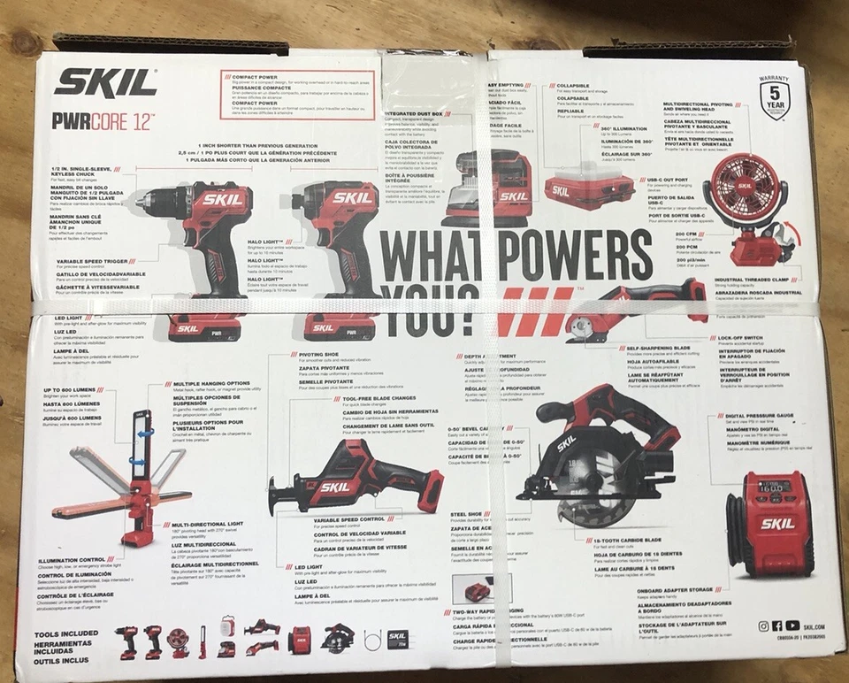 Skil CB8010A-20 Pwrcore 12 12v Brushless 10tool Combo Kit Power Core Batteries - Image 2 of 4
