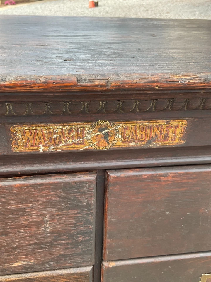 редкий индийский деревенский шкаф-магазин wabash из тигрового дуба с 12 ящиками примитивный антикварный - Изображение 2 из 4