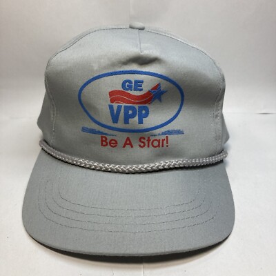 Vintage GE VPP Be A Star Voluntary Protection Program OSHA Safety Grey Hat Cap