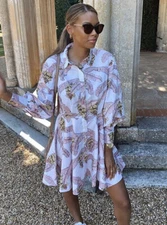 Balloon-sleeved Puff Cotton Dress Desmond & Dempsey H&M NWT