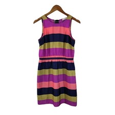 Loft Summer Dress Size Small knee length Garden Party pink Stripe Lightweight
