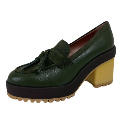 C27 decollete donna HOGAN H475 green rubber heel loafer shoes