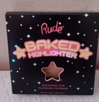 RUDE COSMETICS BAKED HIGHLIGHTER 0.352 oz *Champagne Sparks* NIB + Free  