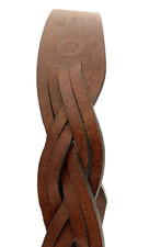 Womens Belt Brown Tooled Leather Floral Western Braided Sz 30" Brass Buckle