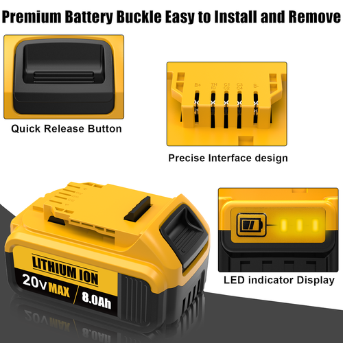 2x 8Ah For DeWalt 20V 20 Volt Max XR 8.0AH Lithium Ion Battery DCB206-2 DCB205-2 - Picture 8 of 13
