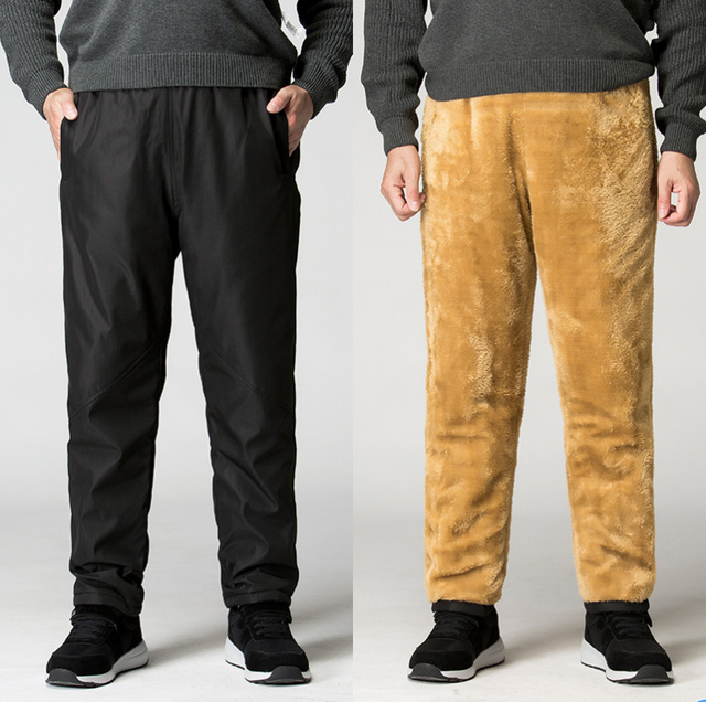 M8XL Mens Fleece Lined Thick Casual Pants Winter Warm Outdoor Trousers