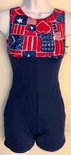 GK DANCE BIKETARD ADULT SMALL FREEDOM NAVY NYLON/SPANDEX WORKOUT GYM TANK Sz AS