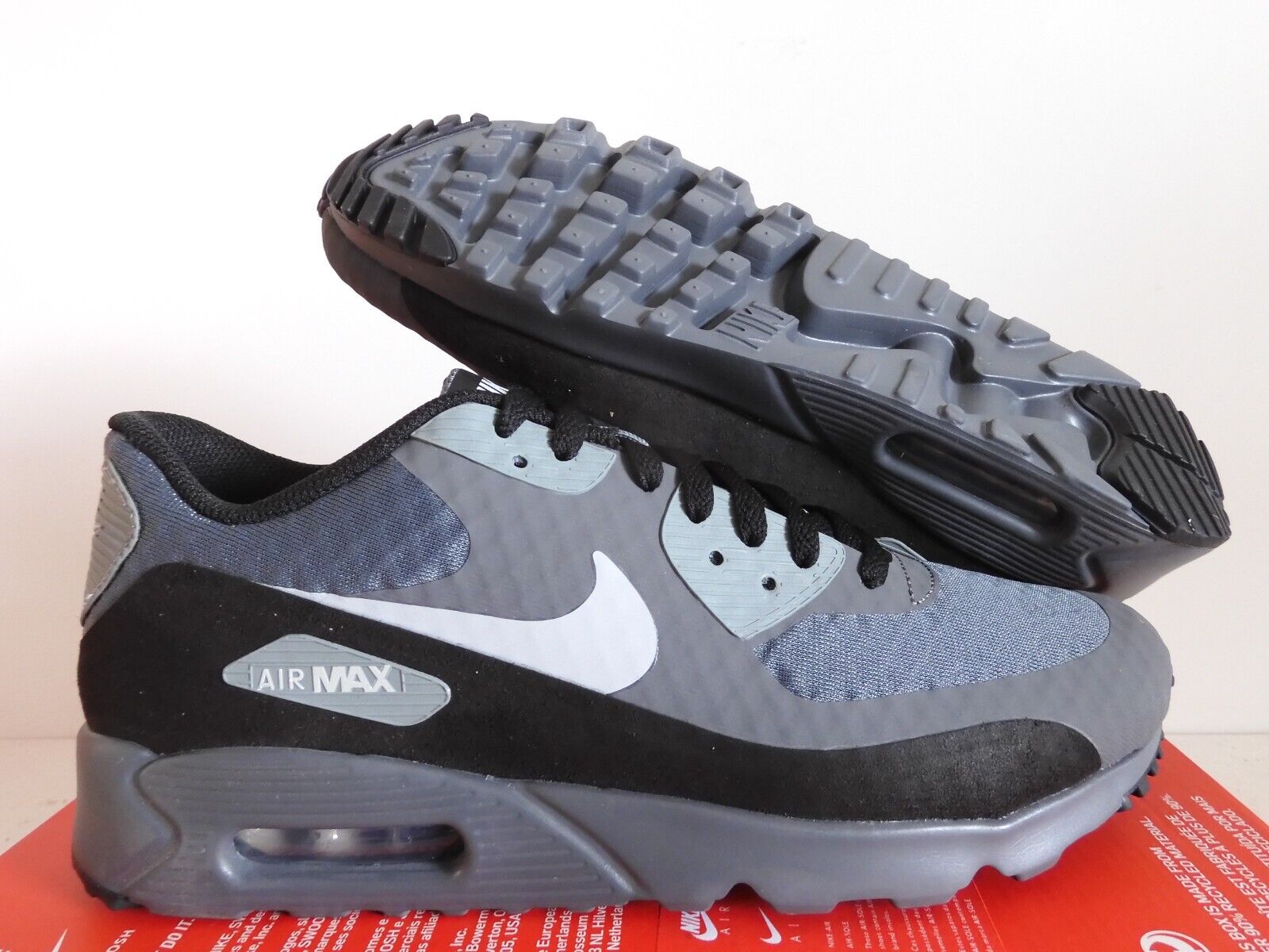 NIKE AIR MAX 90 ULTRA GREY-WOLF GREY-COOL GREY SZ 9.5 [819474-011] |