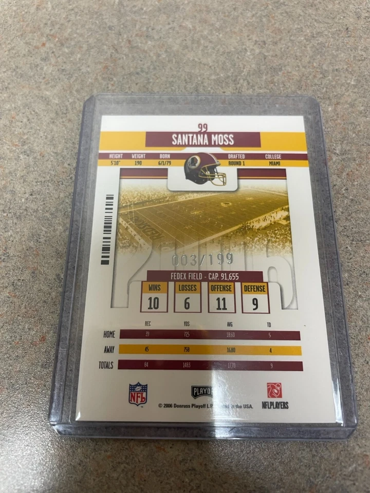 Santana Moss 2006 Playoff Contenders Ticket /199 - Washington Redskins! - Image 2 of 2