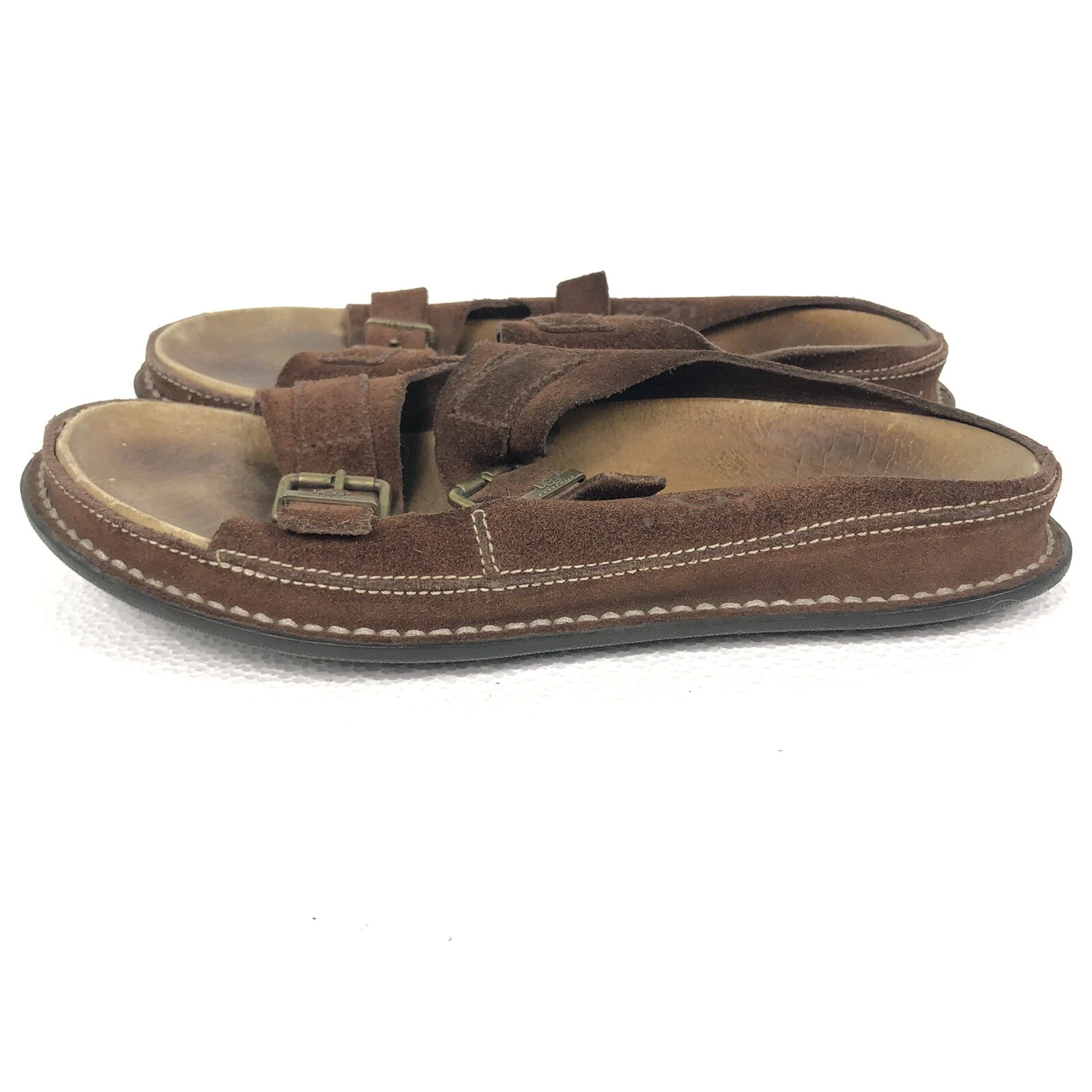 Ugg Australia Brown Buckle Suede Leather Slide Sandals Mens Size 11