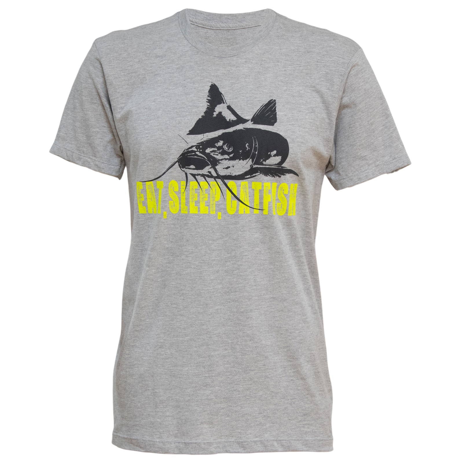 Мужская футболка Gander Mountain Ешь, спи, лови сома серого цвета, среднего размера