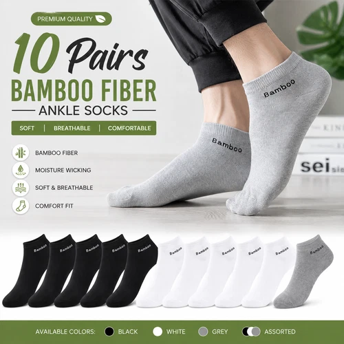 10 Pairs Bamboo Trainer Socks for Men & Women Ankle Socks Low Cut Short Socks UK
