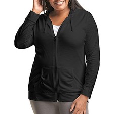 Just My Size Women's Full Zip Jersey Hoodie, Black, Assorted Sizes , Colors