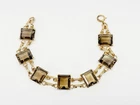 Vintage Smoky Quartz 1/20 12k Gf Bracelet 7” Tennis Rhinestone Costume Jewelry