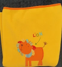 Mothercare Large Fleece Cot Blanket Yellow Lion Orange Trim