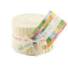 Bella Solids 2.5" Strip Junior Roll in Fig Tree Cream by Moda