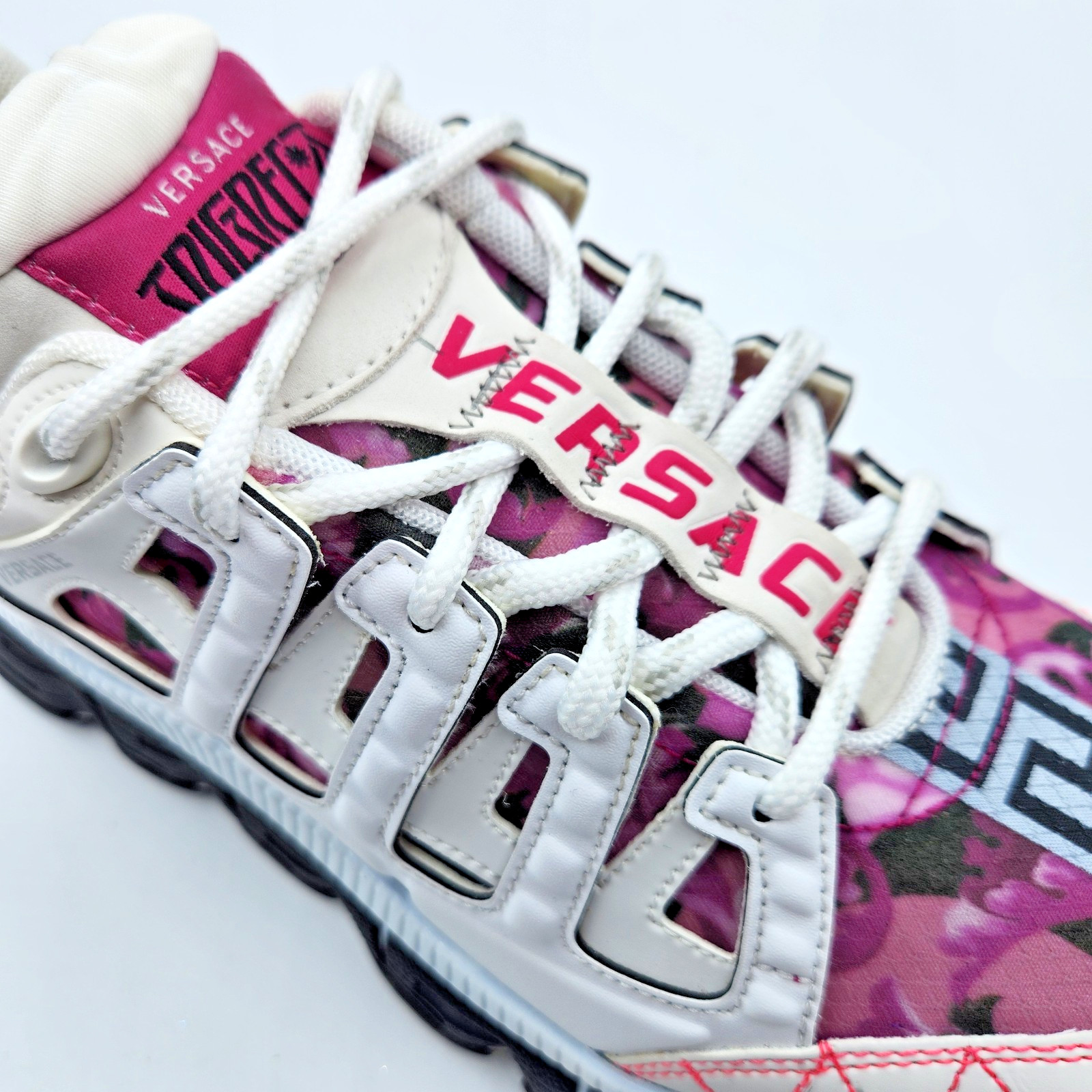 Versace Trigreca Women's White Pale Pink Leather Sneakers EU37.5 US7.5 thumbnail 11