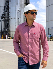 Ariat Work FR Men's Flame Resistant Work Shirt M Red White Plaid Cotton MH49600