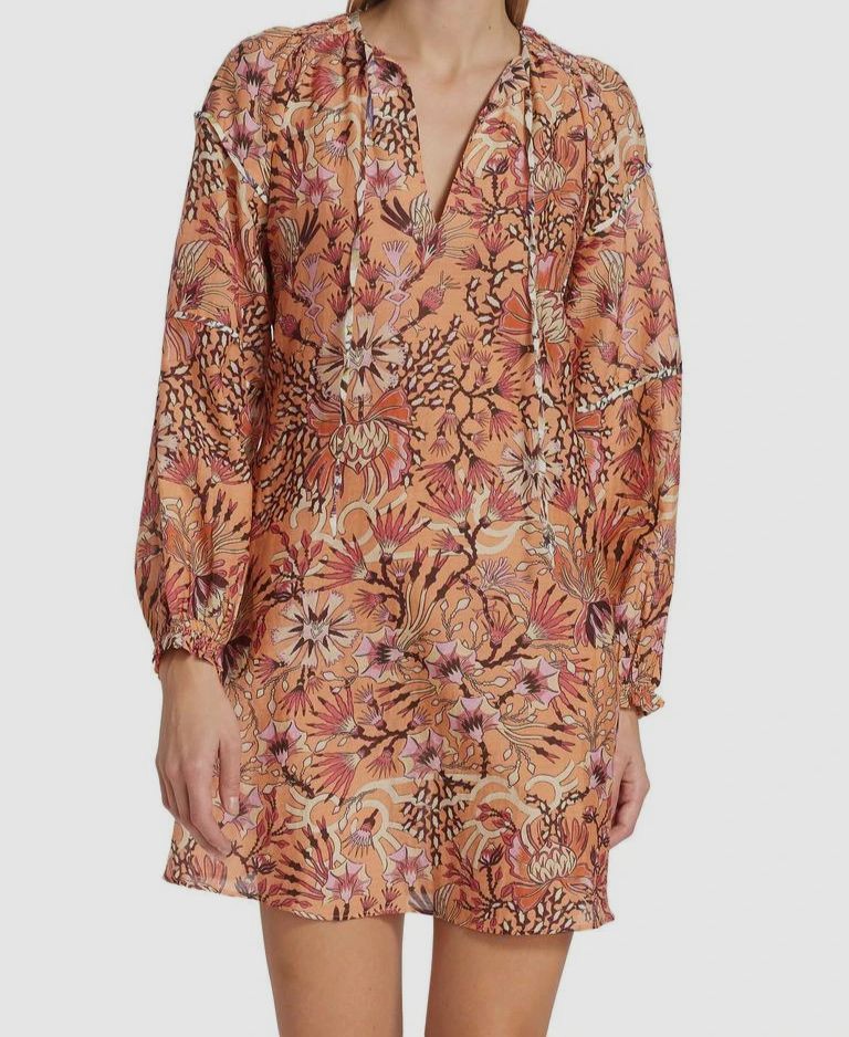 Maria Cher Women's Orange Humahuaca Karly Lace-up Cotton Silk Minidress Size M