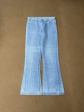 Vintage 70  s Levi  s 646 Orange Tab Bellbottom Flare Faded Denim Jeans Size 34x32