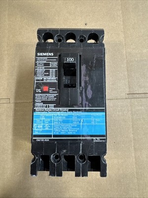 Siemens ED23B100 Molded Case Circuit Breaker, ED2 Series, 100A, 3 Pole