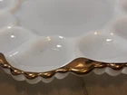 Vintage Plate Anchor Hocking Fire King Milk Glass Deviled Egg Dish 22K Gold Trim