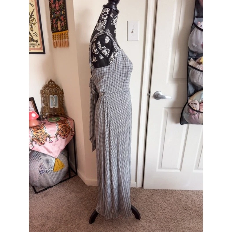 Nuevo sin etiquetas Vestido de Verano Urban Outfitters Guinga Maxi con Corbata Trasera Para Mujer Talla LG Foto 2 de 4