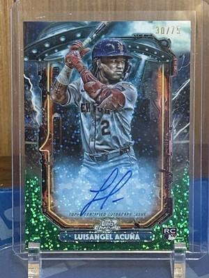 2025 Topps Cosmic Chrome Luisangel Acuna Extraterrestrial Talent Auto Green /75