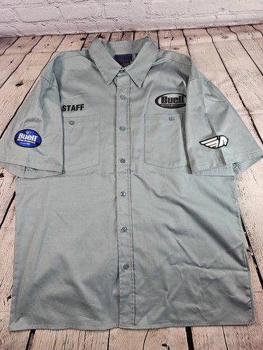 VTG Buell American Motorcycles Staff Shirt Mechanic Service 1990 East Troy WI L
