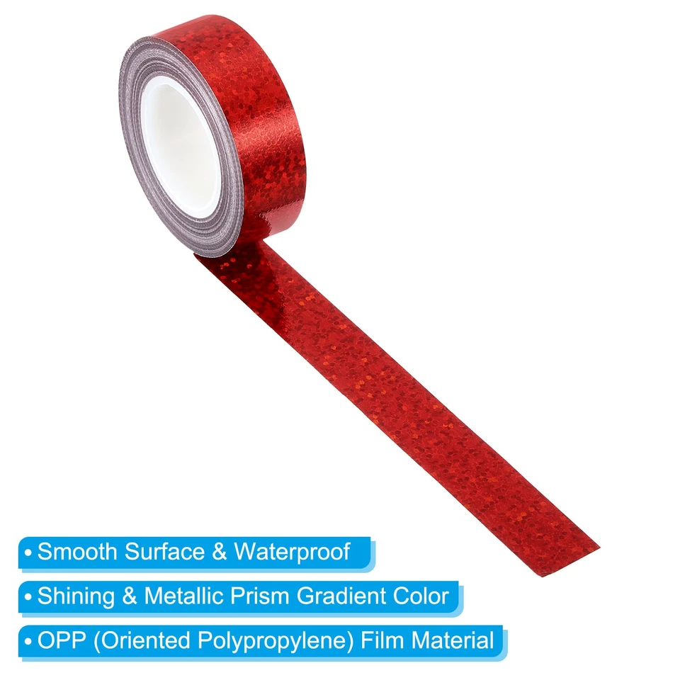 Sparkle Glitter Tape 15mm x 5m, 2 Pack Art Prism Tapes Self-Adhesive Red - Imagem 3 de 4