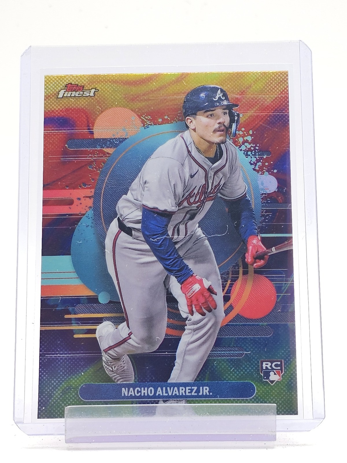 NACHO ALVAREZ JR. 2025 TOPPS FINEST ROOKIE OIL SPILL REFRACTOR #140 BRAVES Q4362