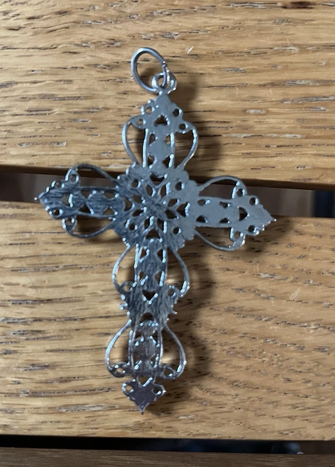 NUEVO Mia Fiore Italia Plata de Ley 925 22” Rosario Estilo Cruz Colgante Foto 3 de 4