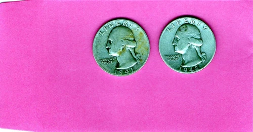 Lot Of (2) 90% Silver 1941 & 1948 Washington Quarters  (C-57)