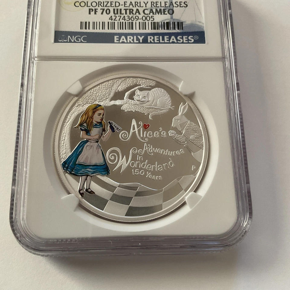 NGC 2015P  Tuvalu S$1 ALICE IN WONDERLAND Colorized-Early Releases PF70 UC - Image 2 of 4